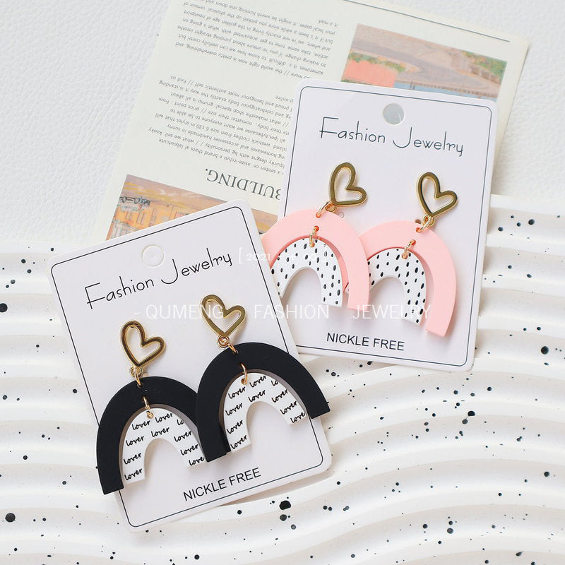 Wholesale Valentine's Day Acrylic Pottery Painted Arch Earrings