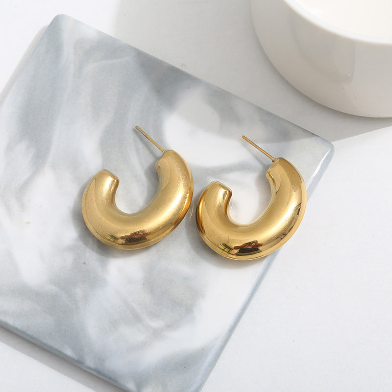Wholesale water drop retro U-shaped copper plated 18k gold earrings