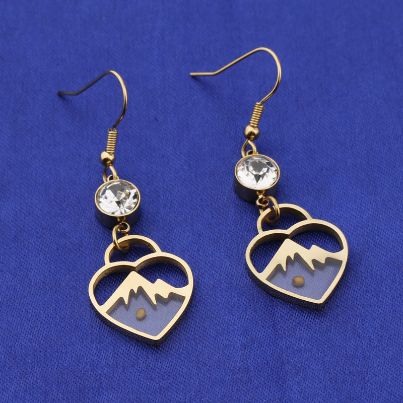 Wholesale  Love Lock Mustard Seed Heart Blingbling Earrings