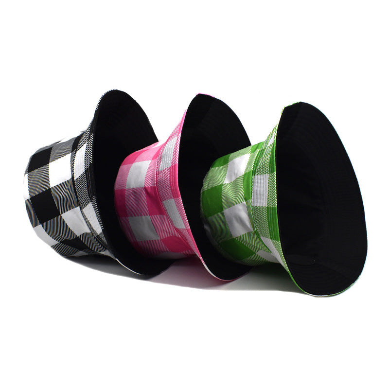Wholesale Large Plaid Print Bucket Hat ACC-HT-ShunMa001