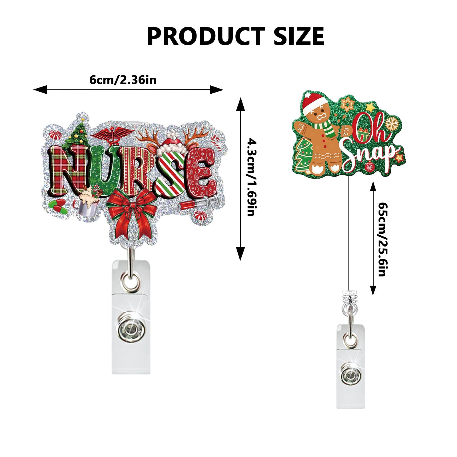 Wholesale Christmas-Themed Fun Acrylic Medical Badge Reel with Retractable Clip ID Holder Office Accessory Gift