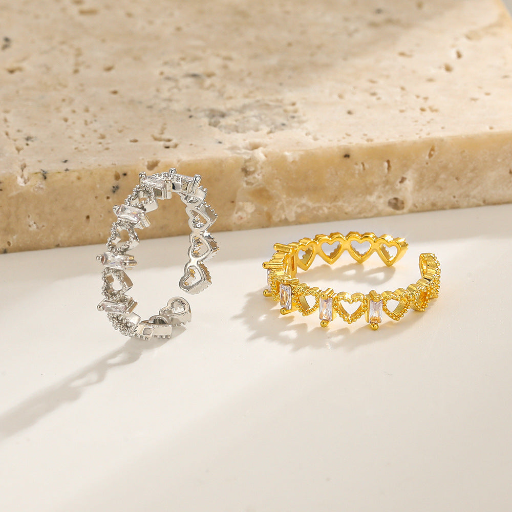 Wholesale 5pcs Micro inlaid zircon ring  love ring