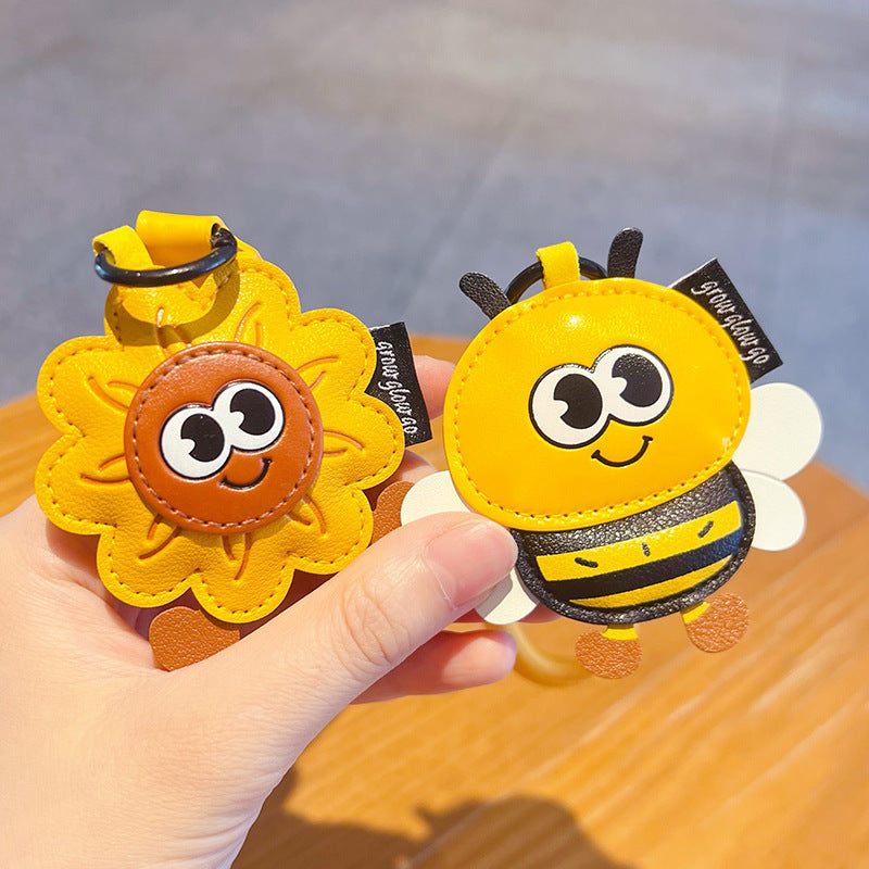Wholesale Leather Sunflower Bee Keychain Keyring For Car Keys And Bag Fashion Gift Accessory