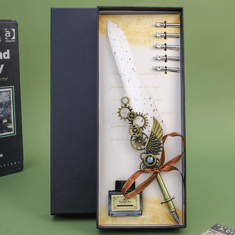 Wholesale Retro feather pen mechanical  gears gift box