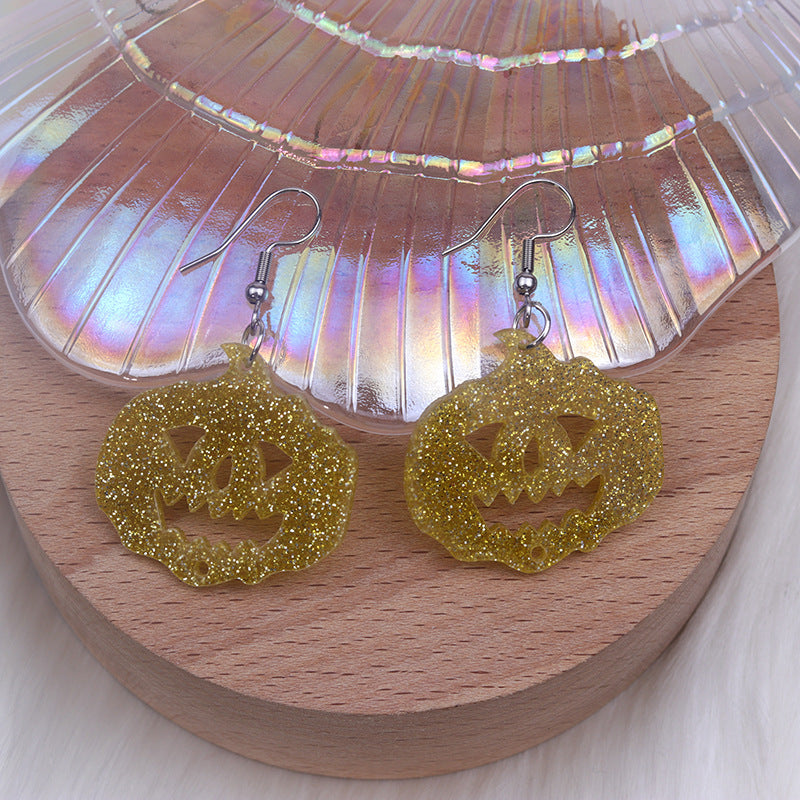 Wholesale Halloween Earrings Long Stitching Bat Pumpkin Spider Acrylic Earrings