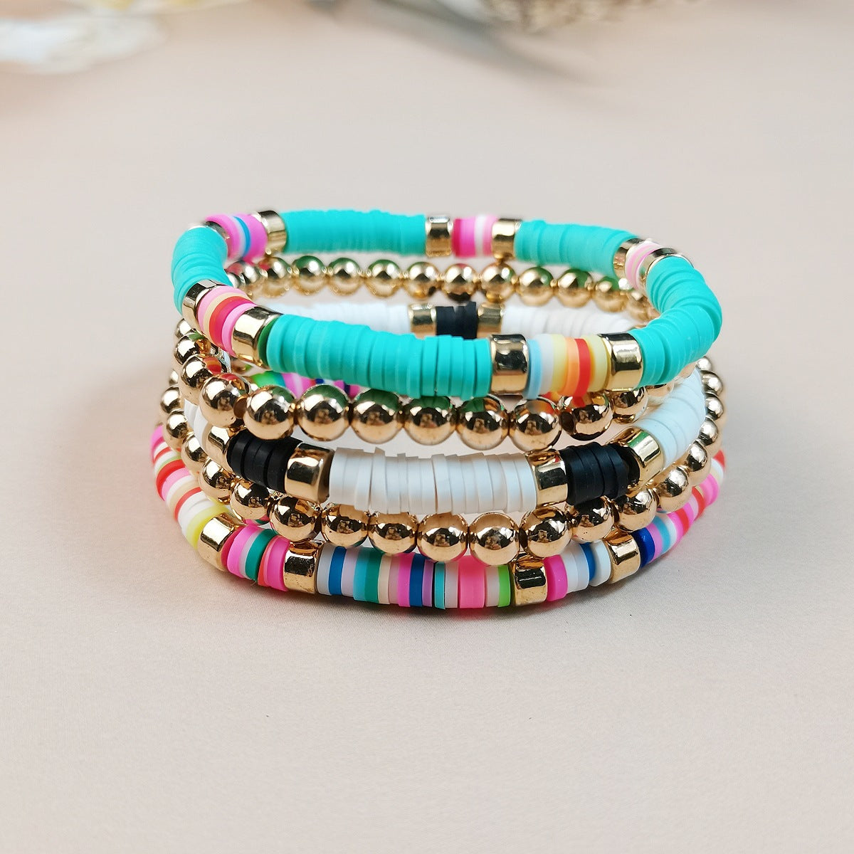 Wholesale Bohemian Retro Ethnic Style Colorful Beaded Acrylic Bracelet ACC-BT-JunJie007