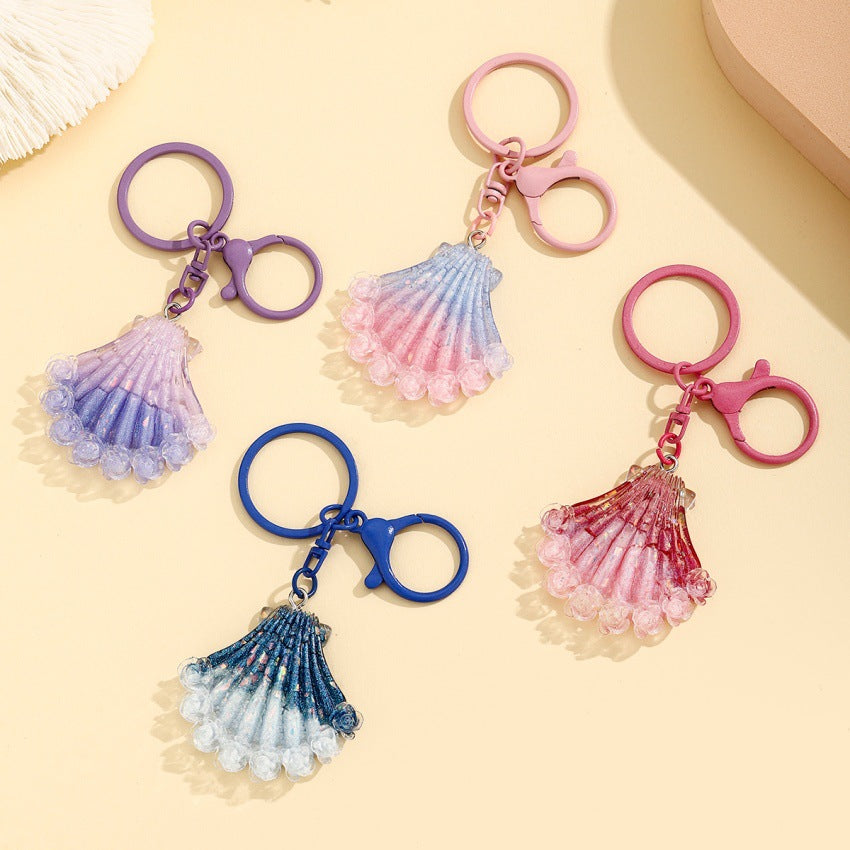 Wholesale Luminous Resin Keychain Pendant Firefly Ocean Flower Design Bag Charm Car Decoration Accessory