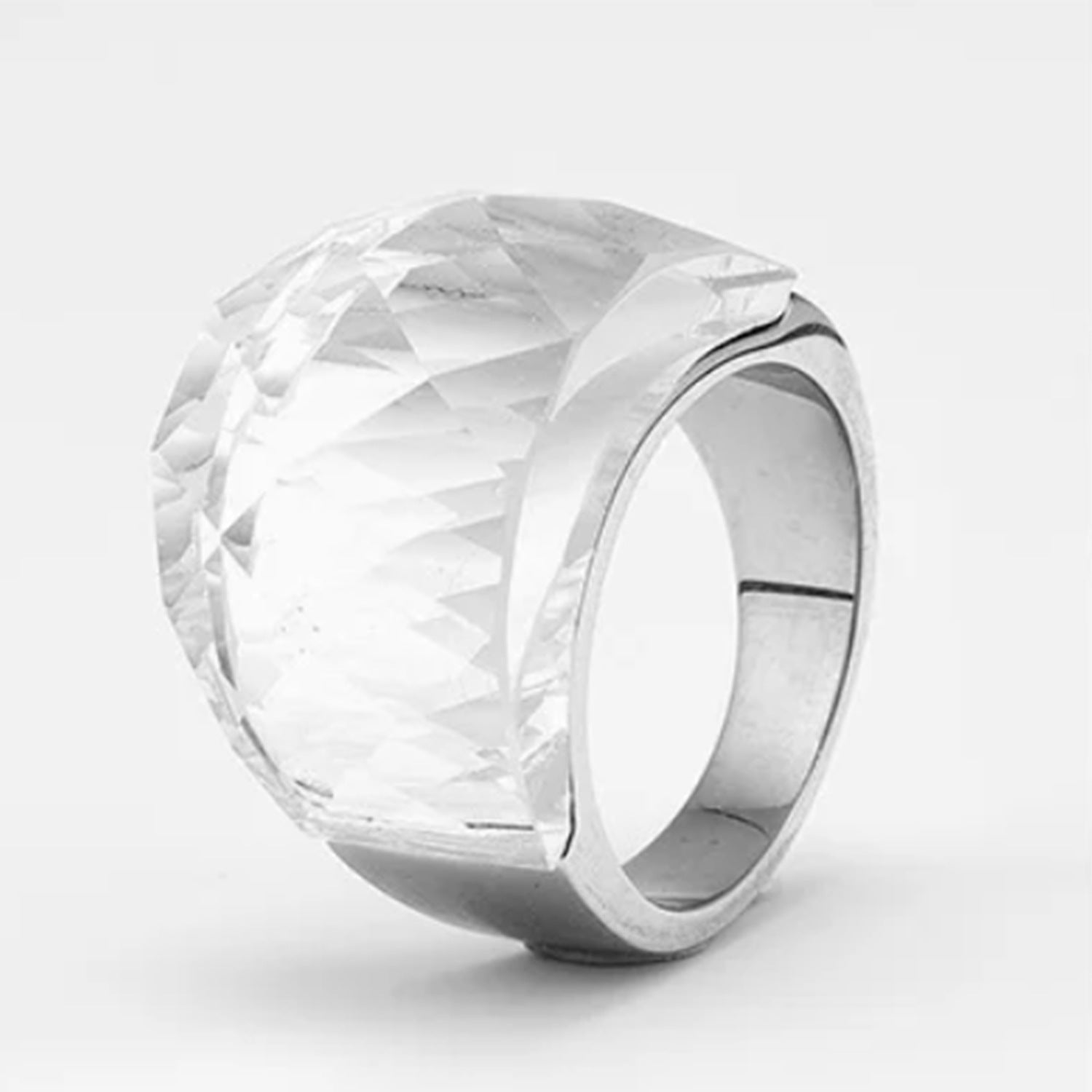 Wholesale Exaggerated Multi-color Translucent Gemstone Titanium Steel Ring ACC-RS-Hait002