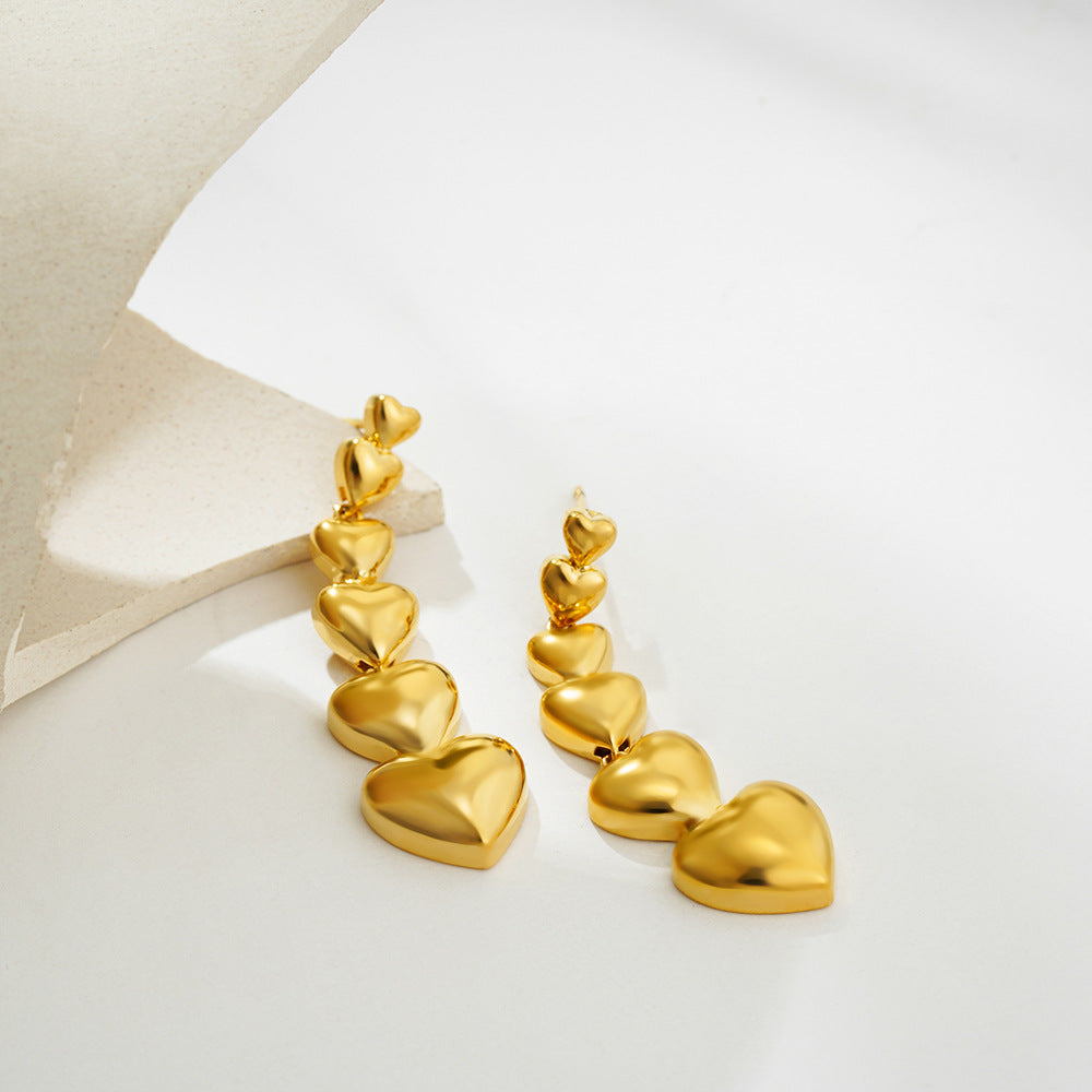 Wholesale  Stainless steel 18K gold love heart earrings silver heart earrings