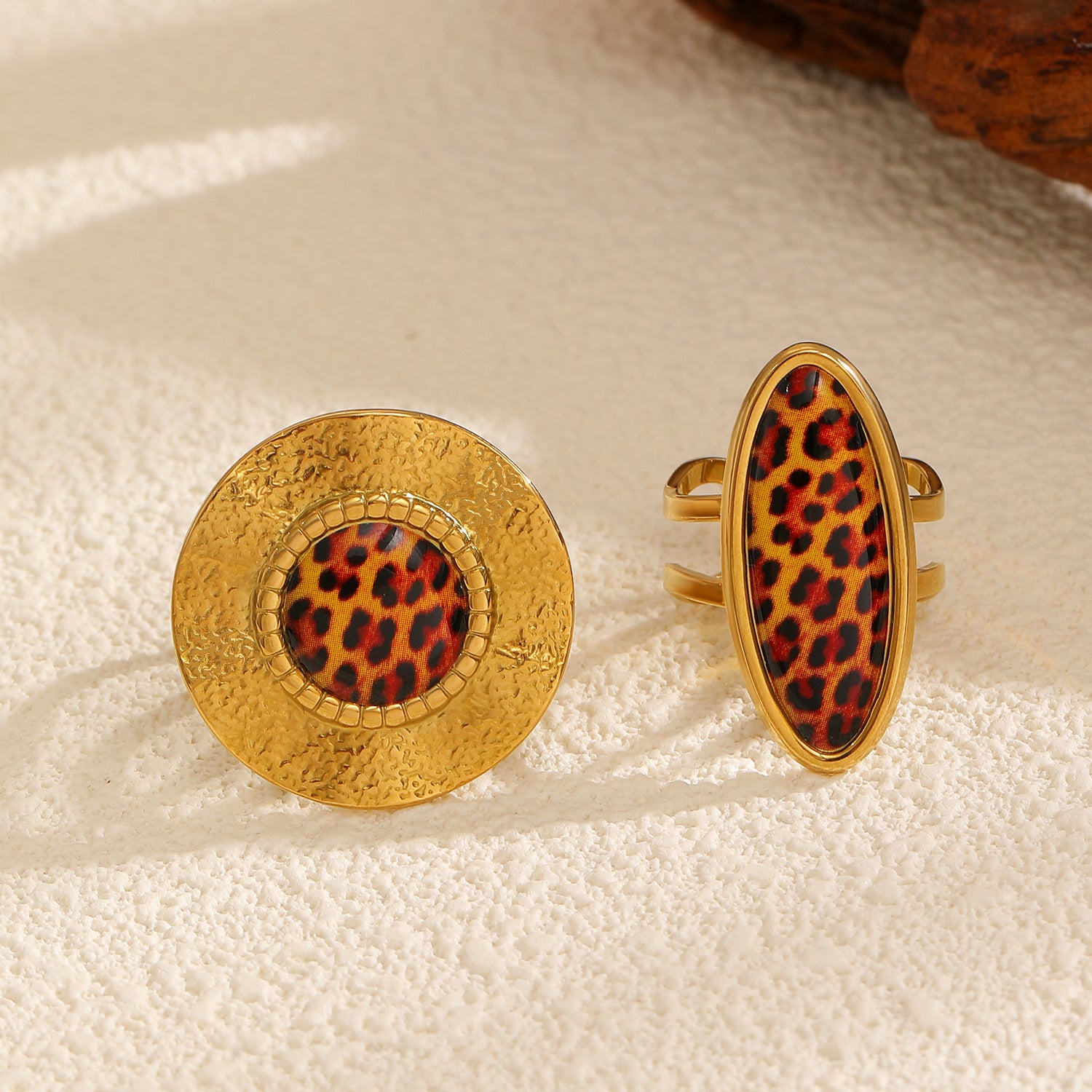 Wholesale Adjustable stainless steel  leopard print ring