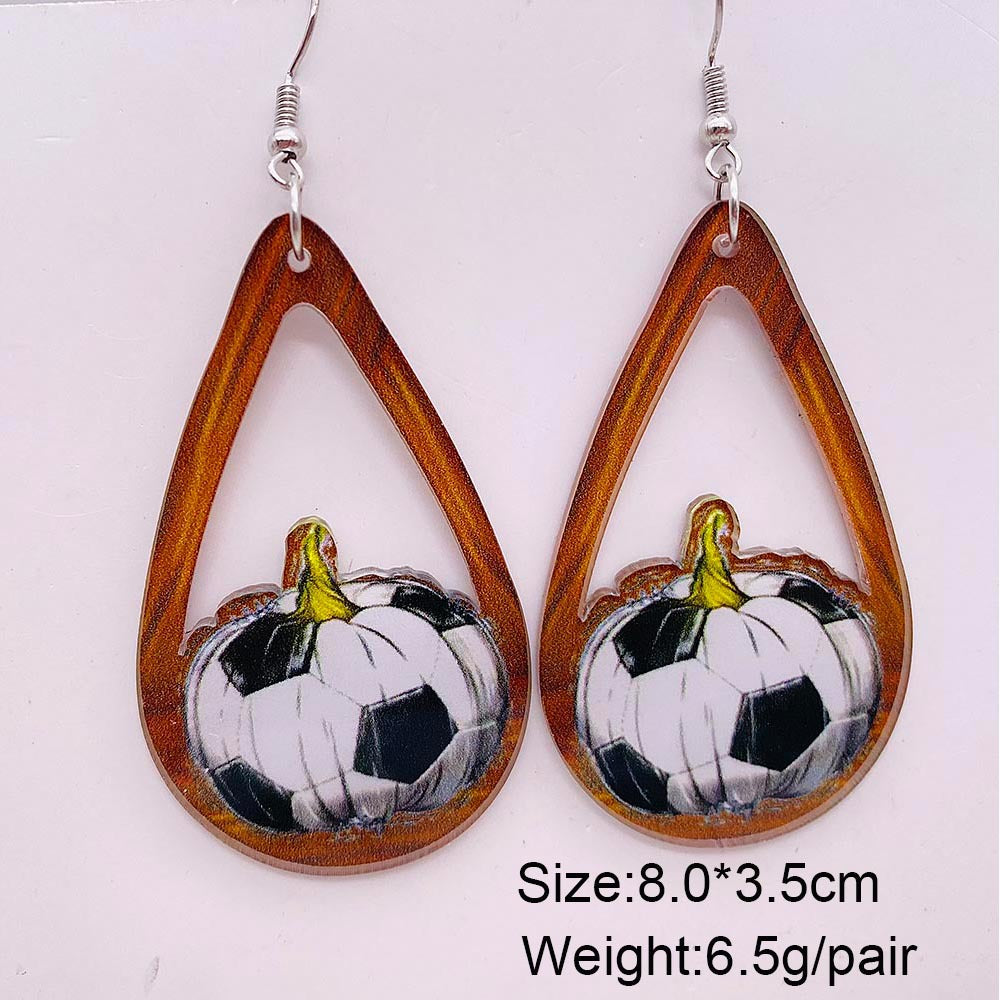 Wholesale  football acrylic earrings lovely U-shaped leopard print earrings