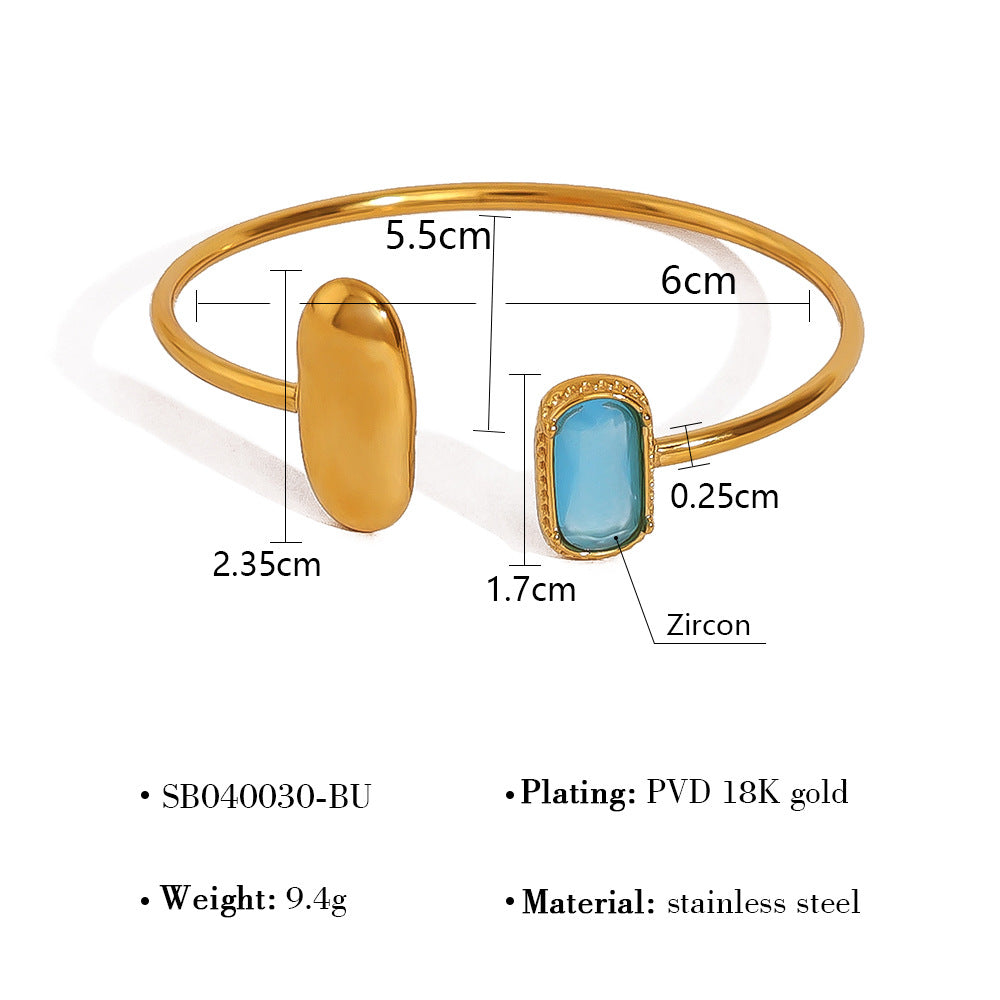 Wholesale Titanium Steel Colorful Zircon suit Light Luxury All-match Open Bracelet  Clavicle Chain