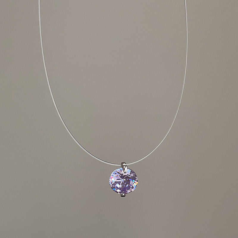 Wholesale Minimalist Style Crystal Zircon Pearl Pendant Fish Line Necklace Women' s Accessible Luxury Versatile Elegant Trendyy Neck Chain Clavicle Chain