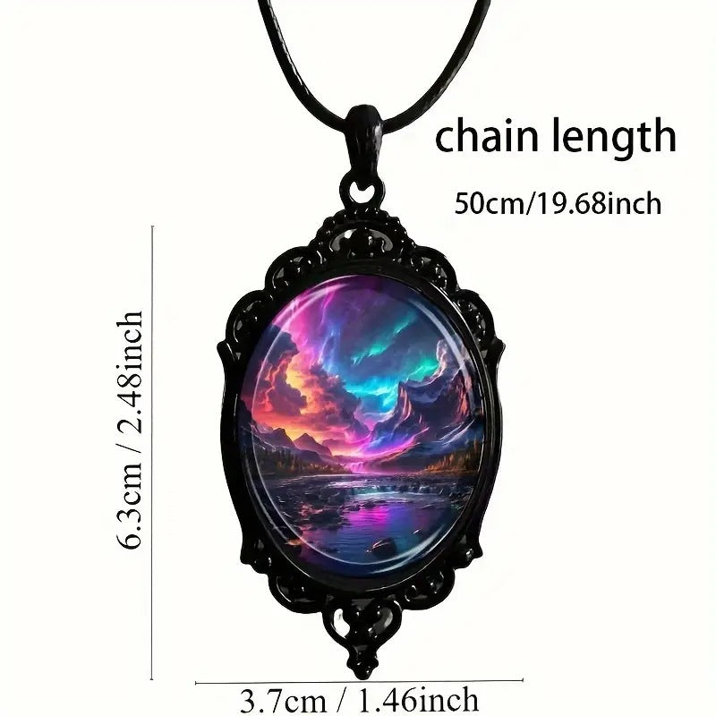 Wholesale Colorful Aurora Landscape Glass Necklace