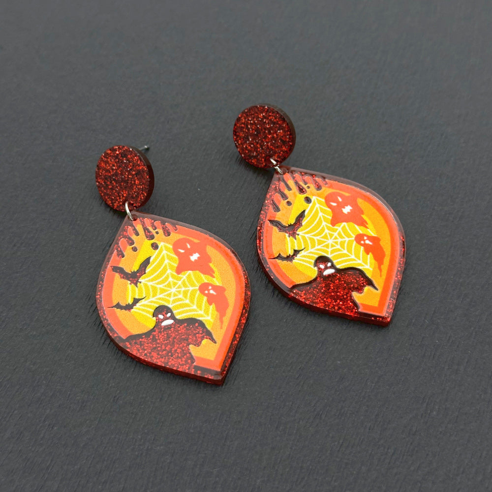Wholesale Halloween Colorful Ghost Eyes Acrylic Earrings ACC-ES-Weiw001