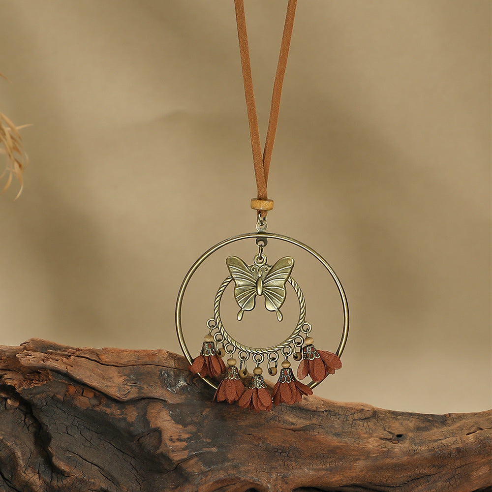 Wholesale Hot sale long necklace bohemian style tassel flower pendant ethnic style retro necklace