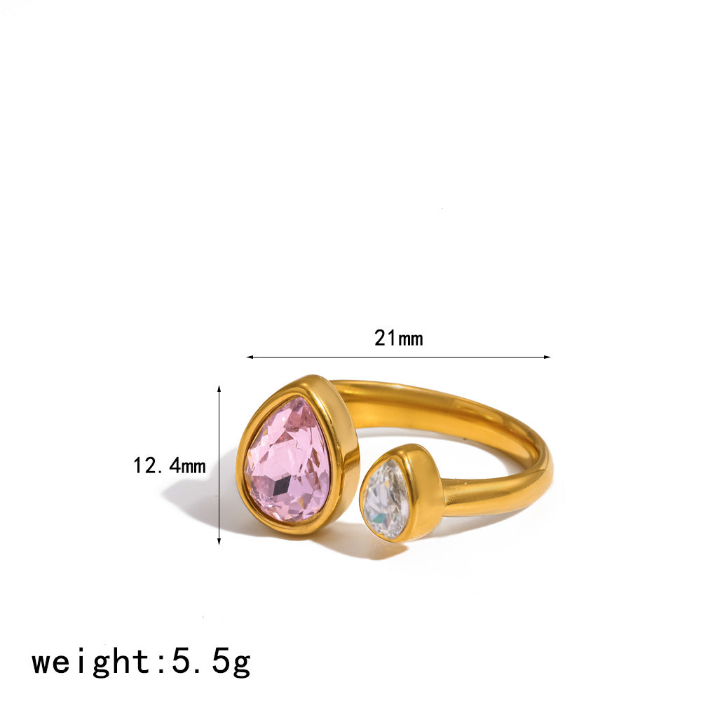 Wholesale Adjustable 304 Stainless Steel Gold Plated Geometric Ring Chic Jewelry Accessory