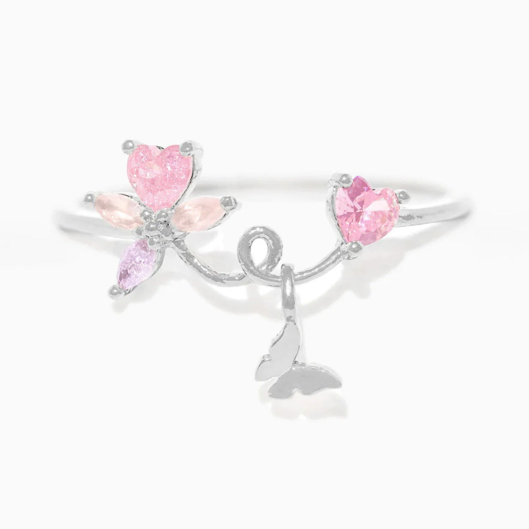 Wholesale  Zircon Moon Star Butterfly Heart-Shaped Opening Adjustable Ring