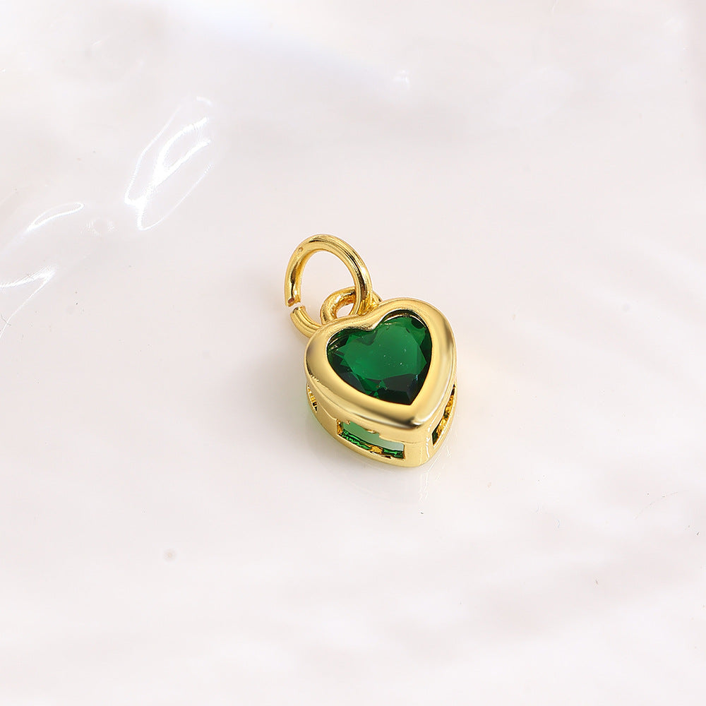 Wholesale Colorful zircon copper heart pendant