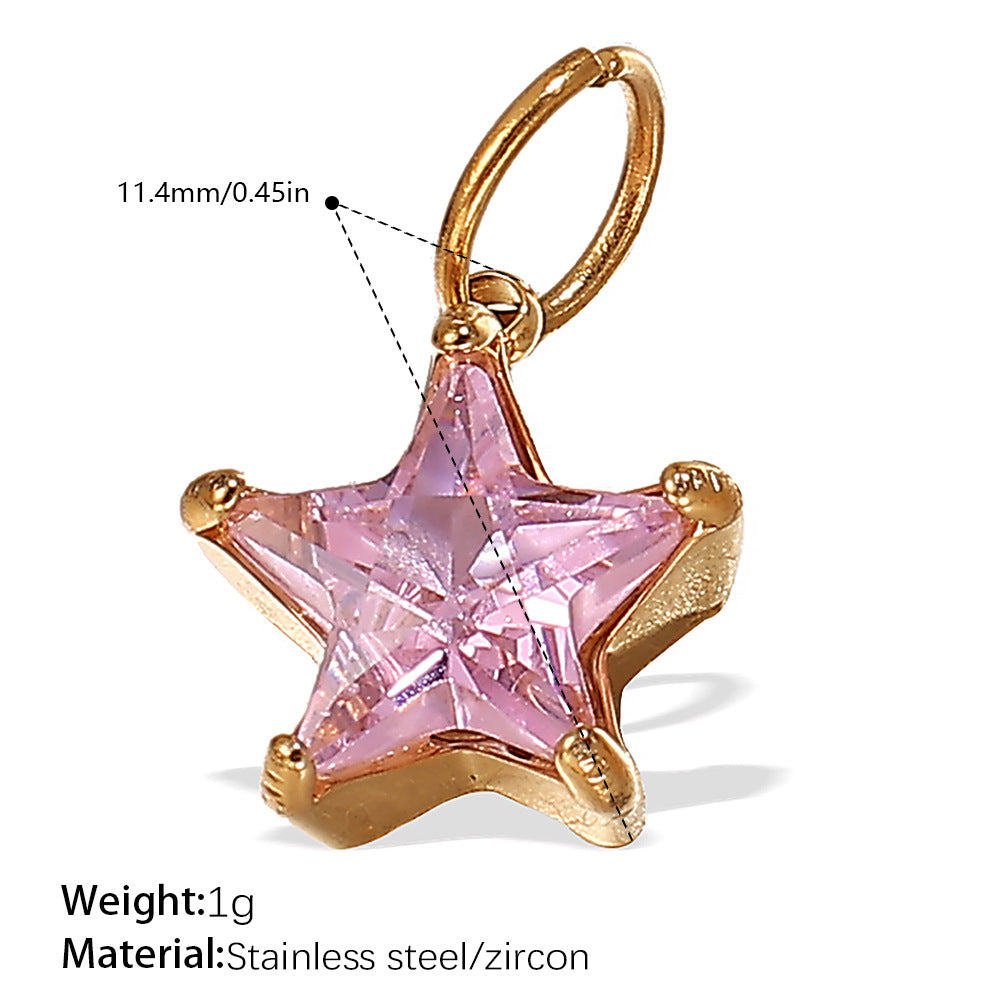 Wholesale 18K gold plated geometric colored gemstone rectangular five-pointed star   Charms