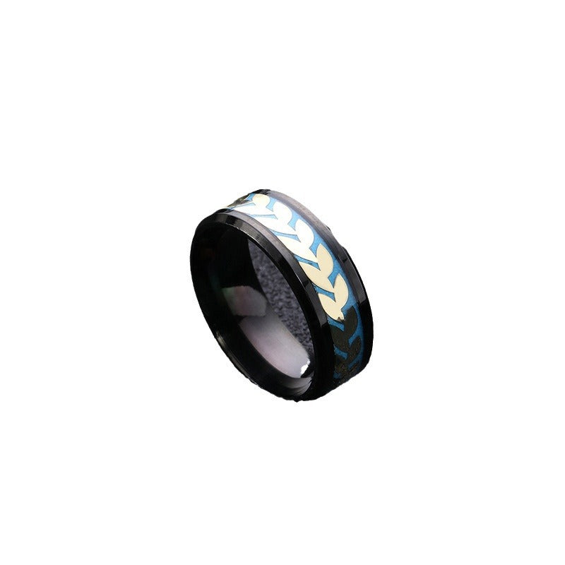 Wholesale Luminous Leaf Honeycomb Stainless Steel Ring ACC-RS-ZhongQi007
