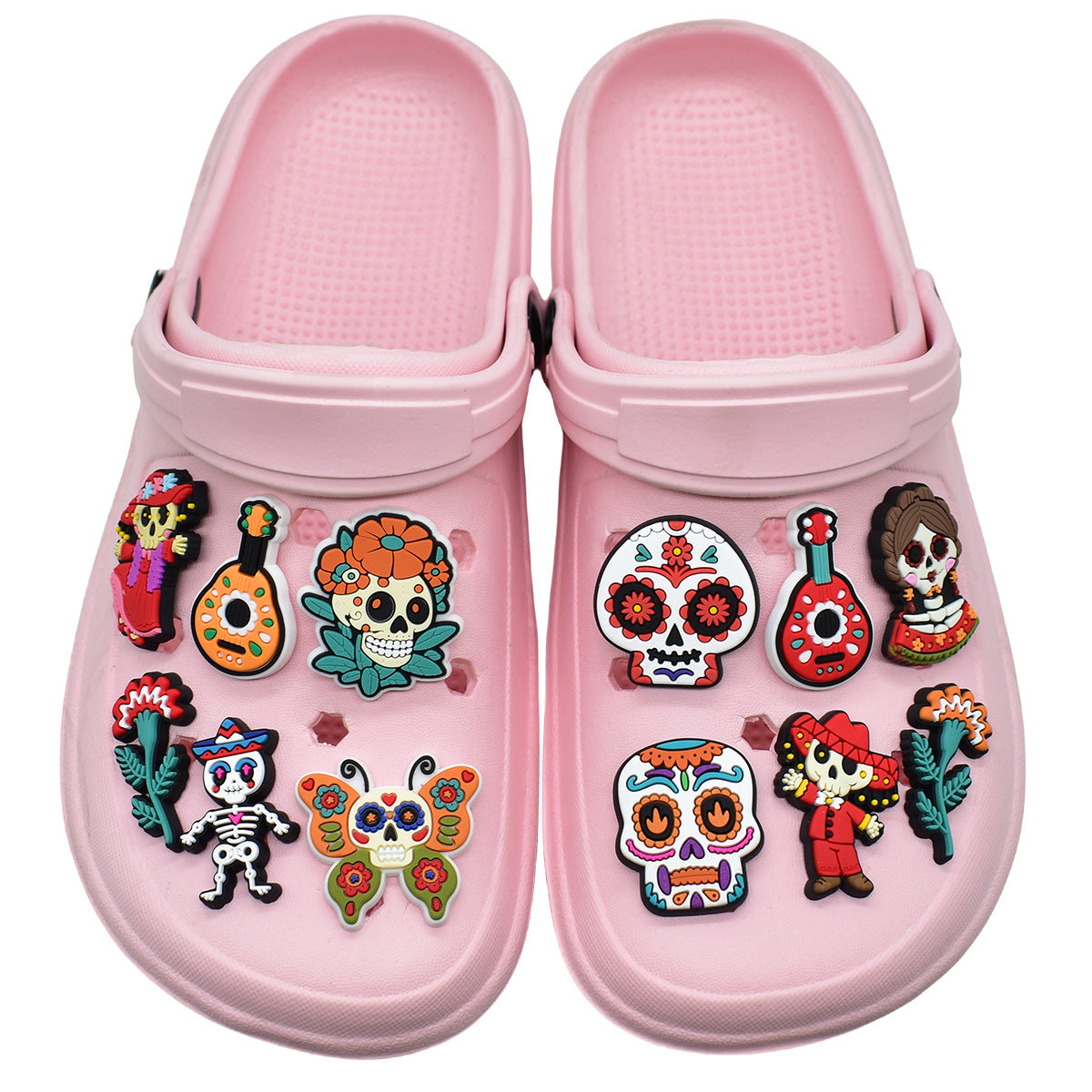 Wholesale Random 100pcs Day of The Dead PVC Soft Rubber Shoe Buckle Decoration ACC-SC-RYY075