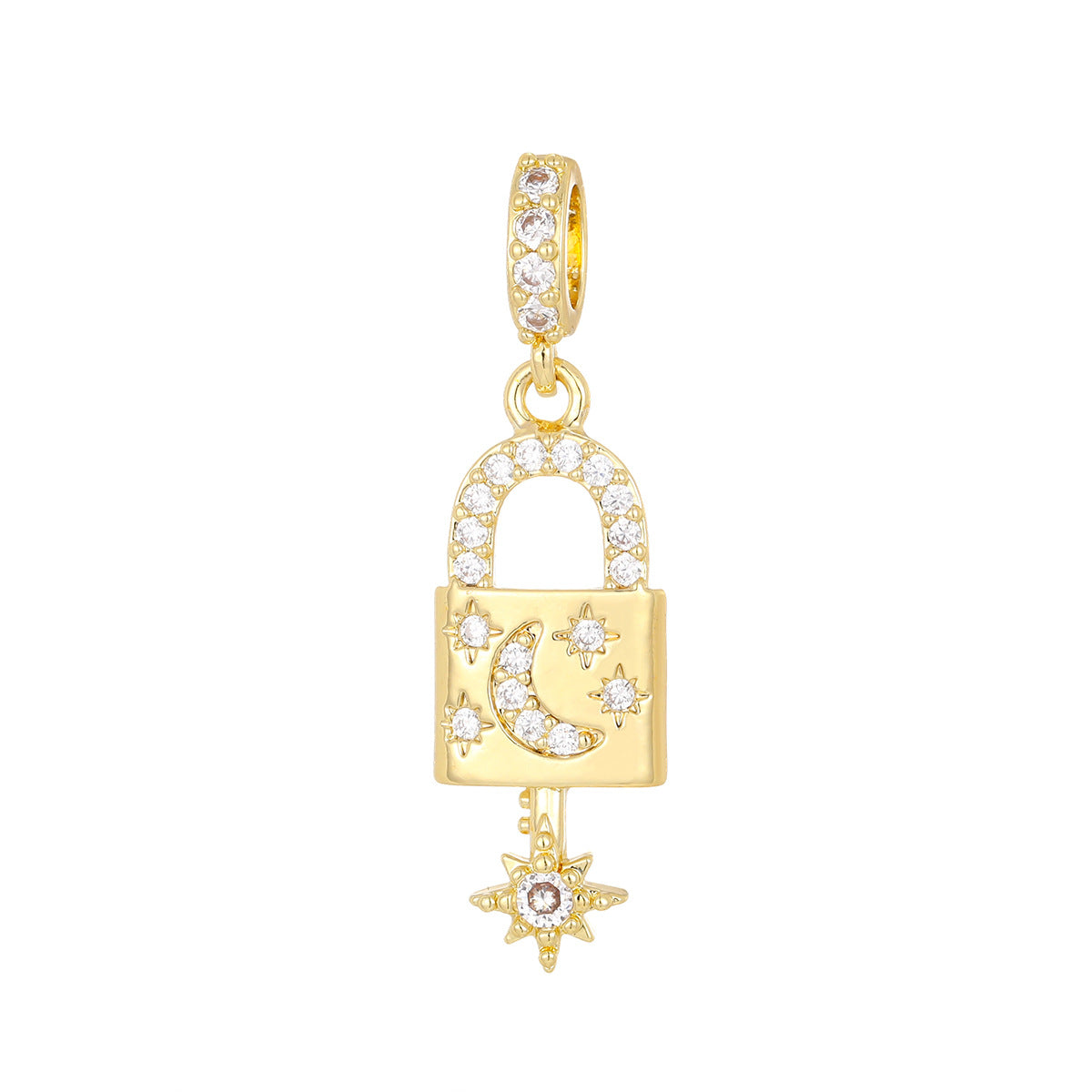 Wholesale Gold Plated Copper Zircon Geometric Pendant Jewelry Accessory Keychain Necklace Boutique Resale