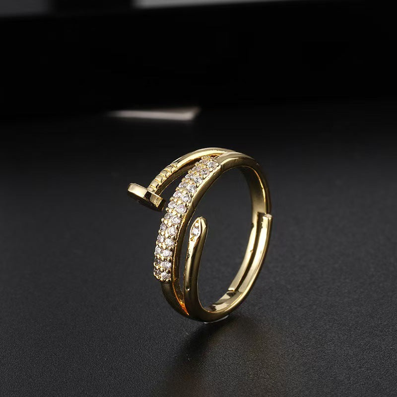 Wholesale Vintage Snake Design Copper Zircon Open Ring Trendy Women S Jewelry Accessory Gift