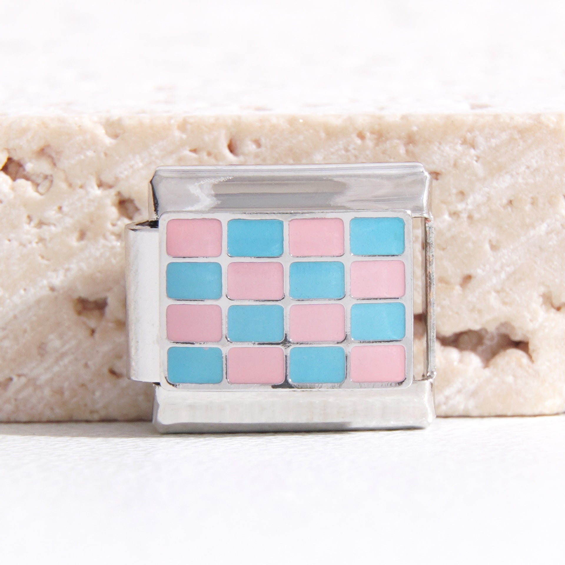 Wholesale Italian Charm Bracelet 9mm DIY Splicing Checkerboard Series Stainless Steel Composable Bracele