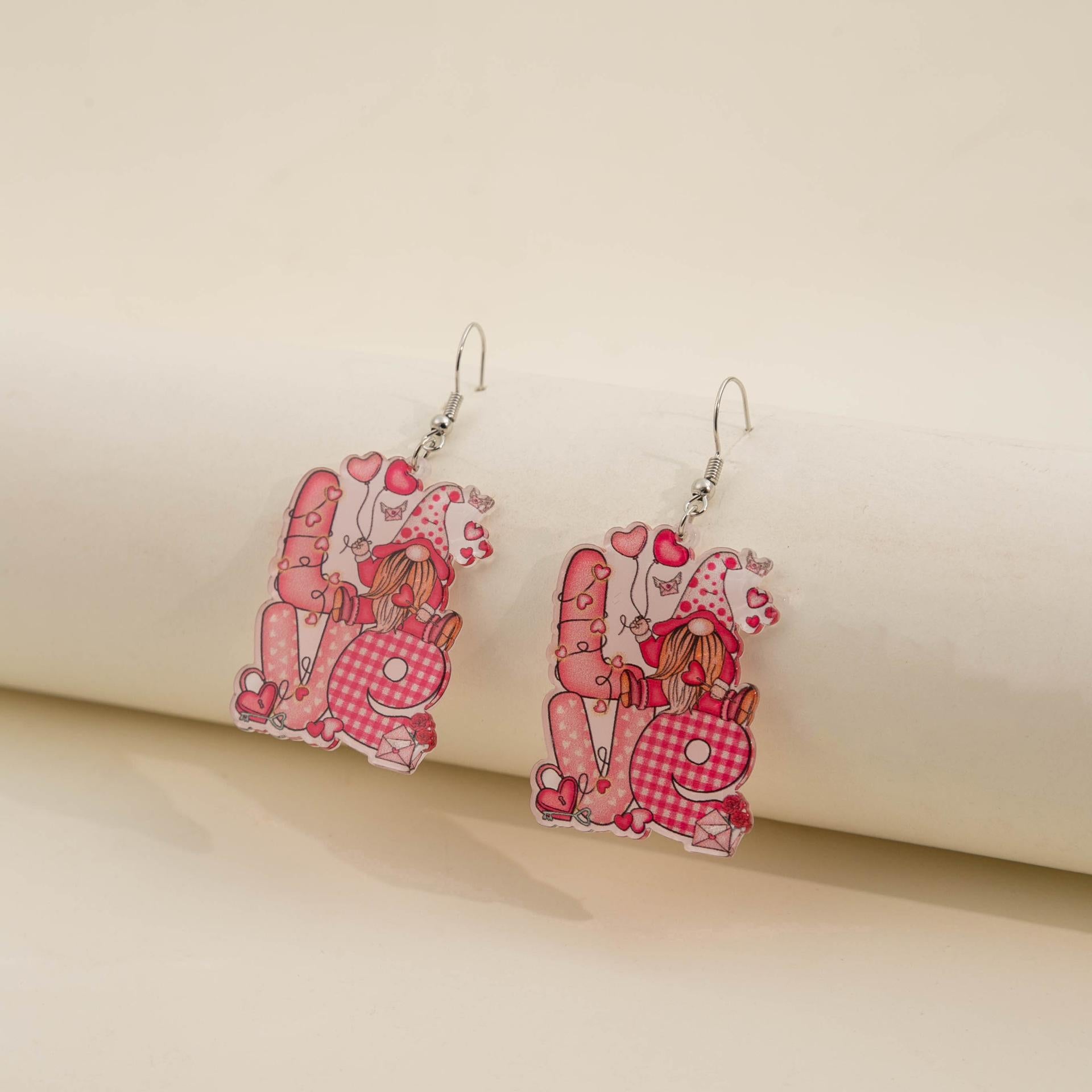 Wholesale Valentine' s Day Acrylic Heart Element Earrings