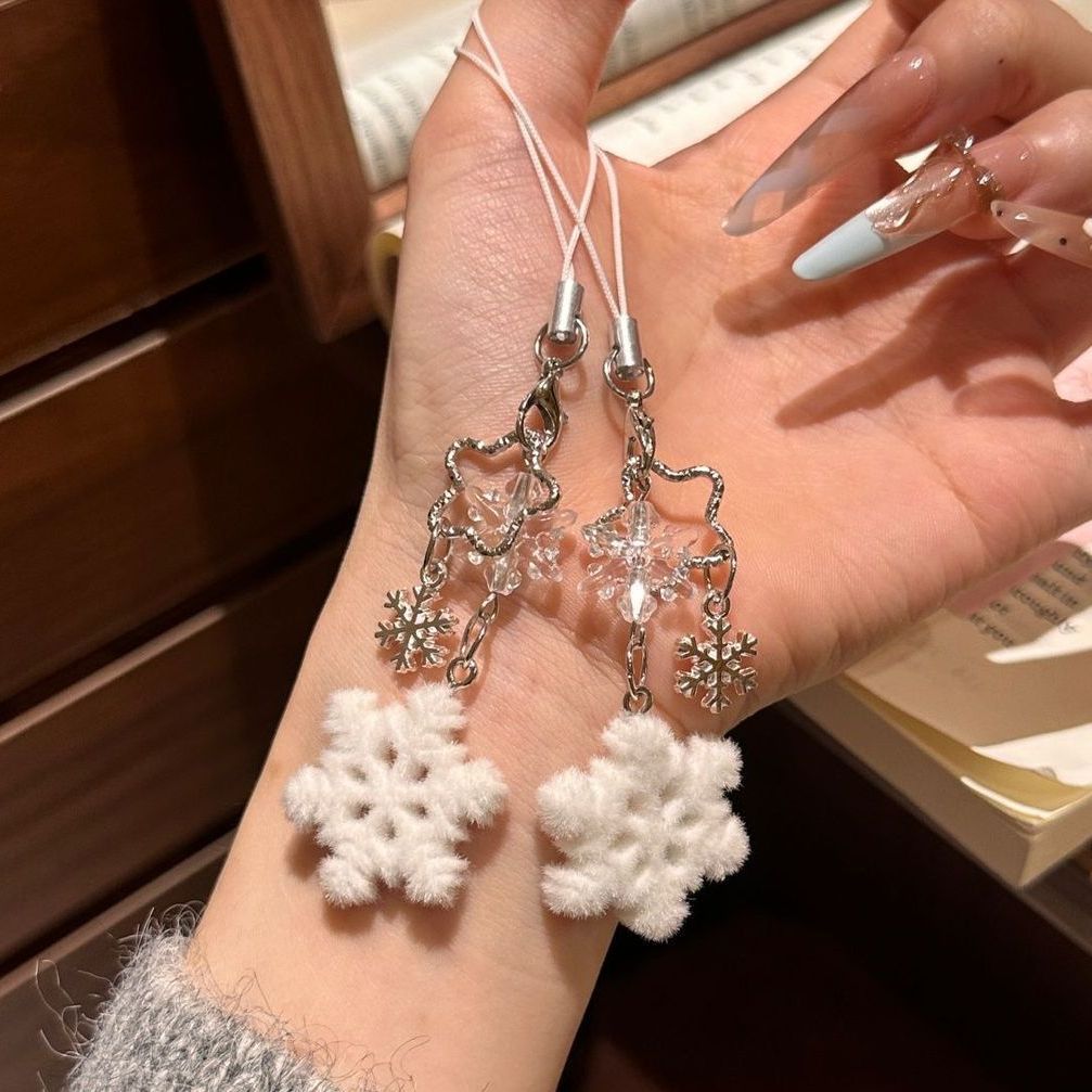 Wholesale Plastic Snowflake Pendant Bag Charm Keychain Jewelry Accessory Resale Gift