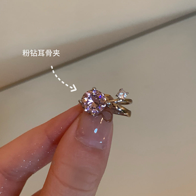 Wholesale small light bulb flash zircon ear clip earrings