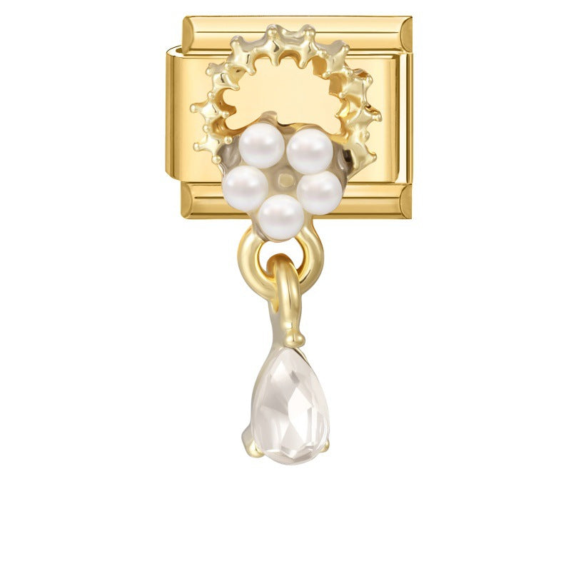Wholesale Gold Pearl Tassel Pendant DIY Modular Bracelet Charm Heart Design Jewelry Craft Supply For Boutique Resale