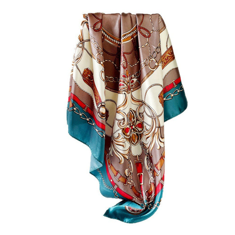 Wholesale Turban 90cm Silk Scarf Classic Chain Printed Silk Scarf