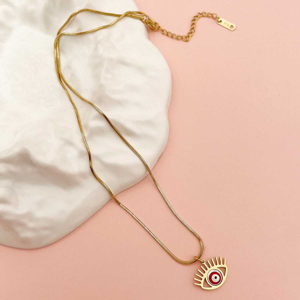 Wholesale  stainless steel oil dripping beaded eye necklace