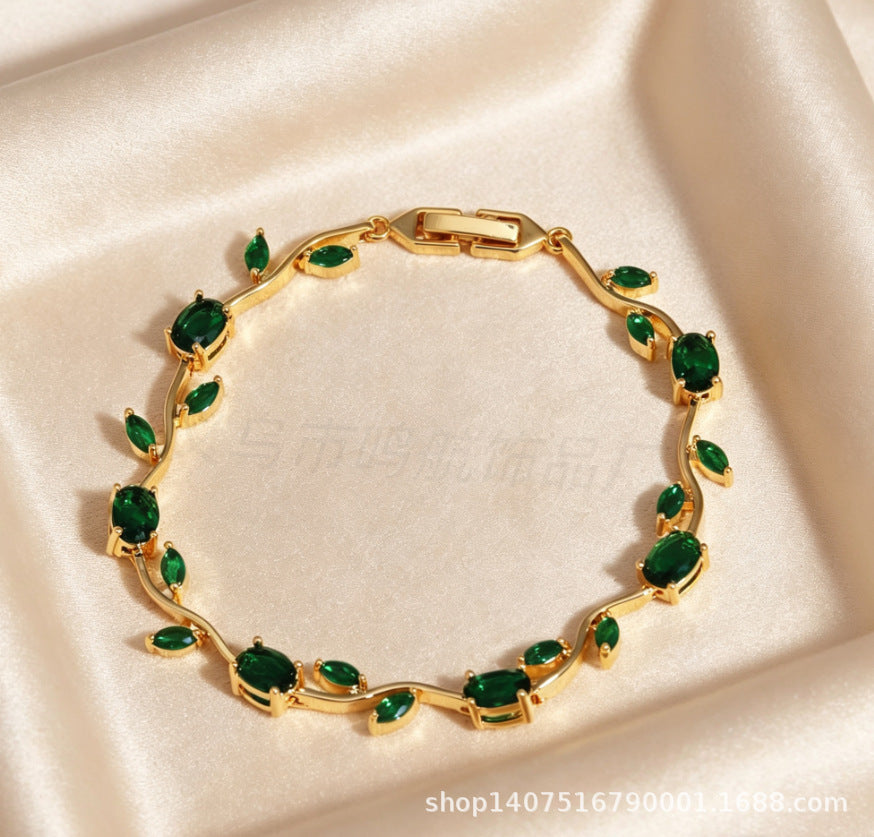 Wholesale Trendy Leaf Design Rhinestone Bracelet,  Fashion Accessory for Everyday Wear or Boutique Resale