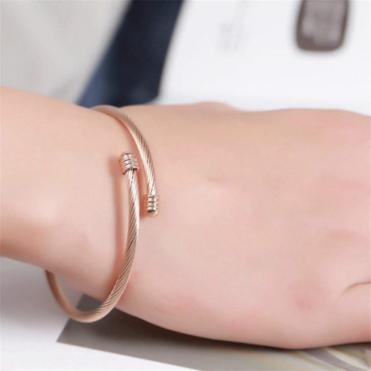 Wholesale Stainless Steel Wire Open Cuffs Adjustable Size Bracelet