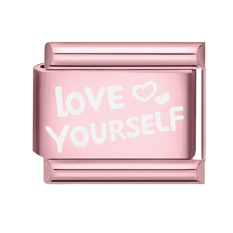 Wholesale Italian Charm Bracelet 9mm DIY Splicing Rose Pastel Stainless Steel Composable Bracelet