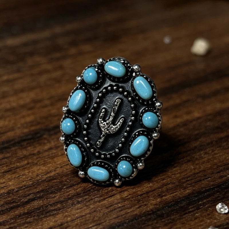 Wholesale Vintage Bohemian Cactus Ring For Women Fashion Eco Alloy Jewelry Gift Boutique Resale