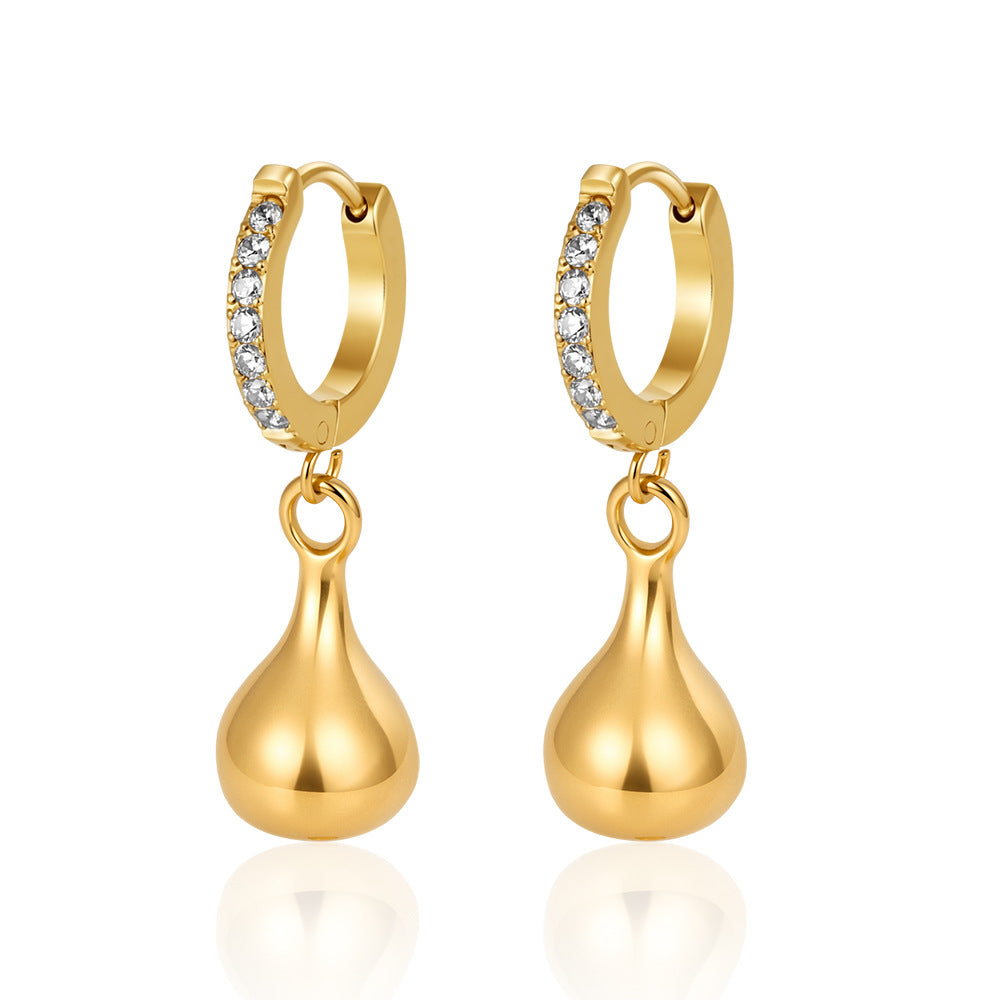 Wholesale Vintage Stainless Steel Pearl Drop Earrings with Rhinestones