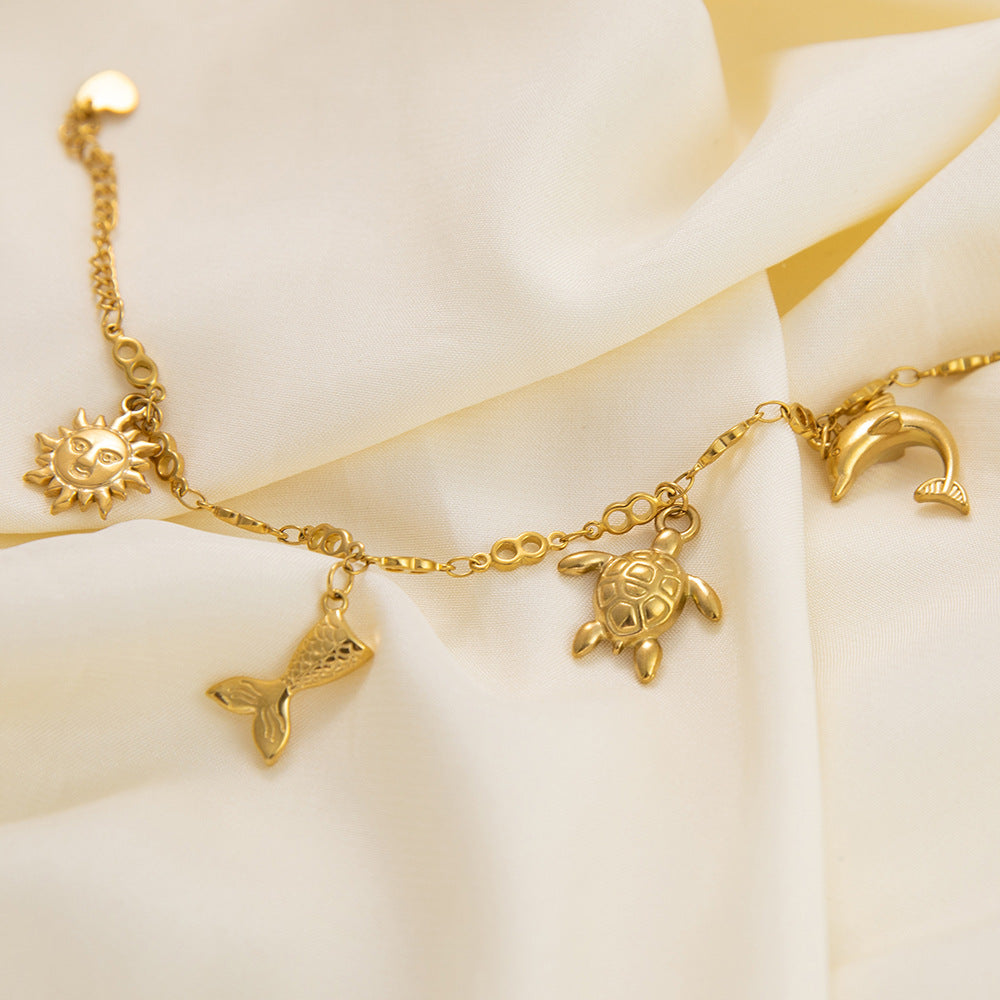 Wholesale Stainless Steel Bracelet Electroplated 18K Gold Anklets Bracelet ACC-AS-YuHui001