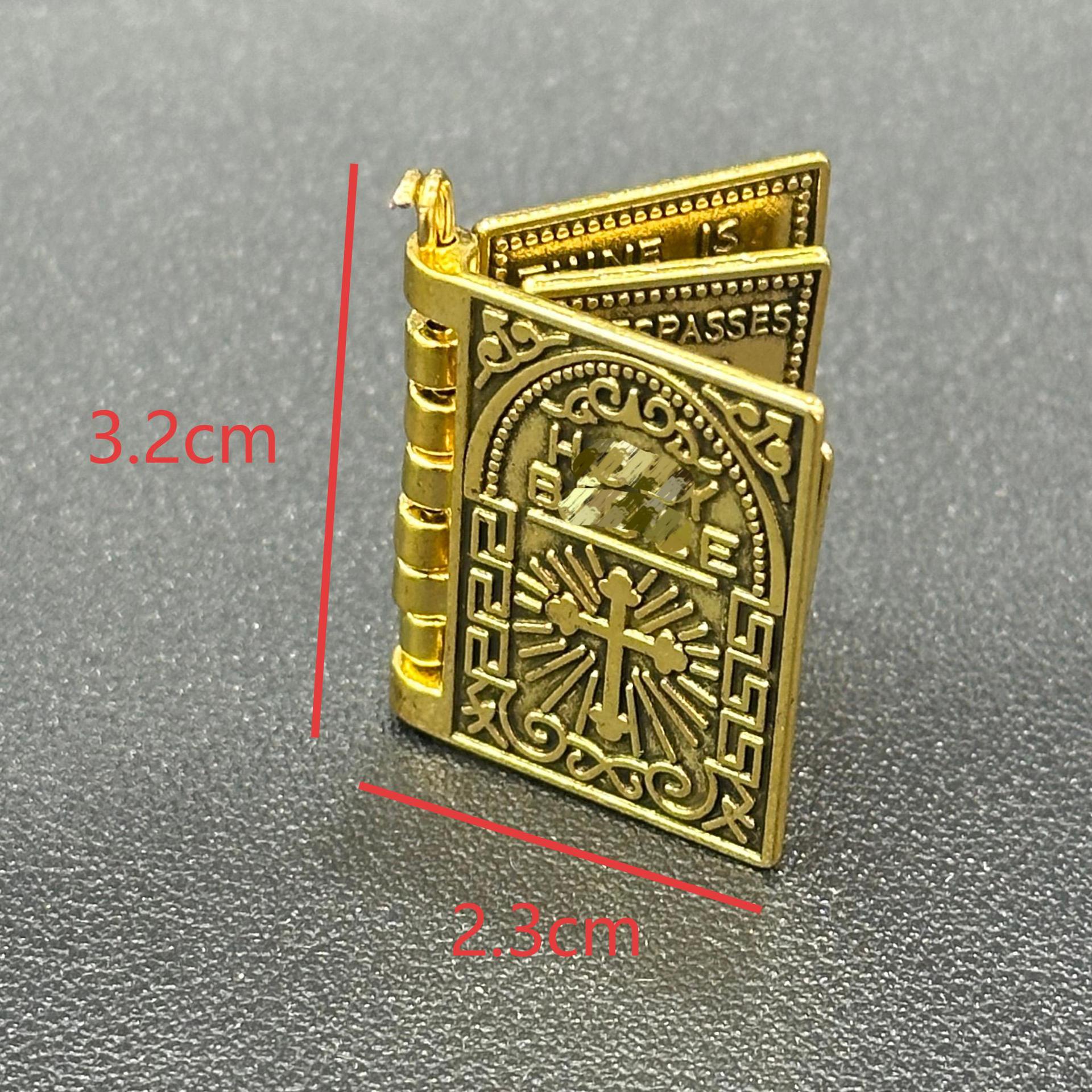 Wholesale Stainless Steel Gold Plated Openable Book Cross Pendant Necklace Retro Chic Jewelry Gift