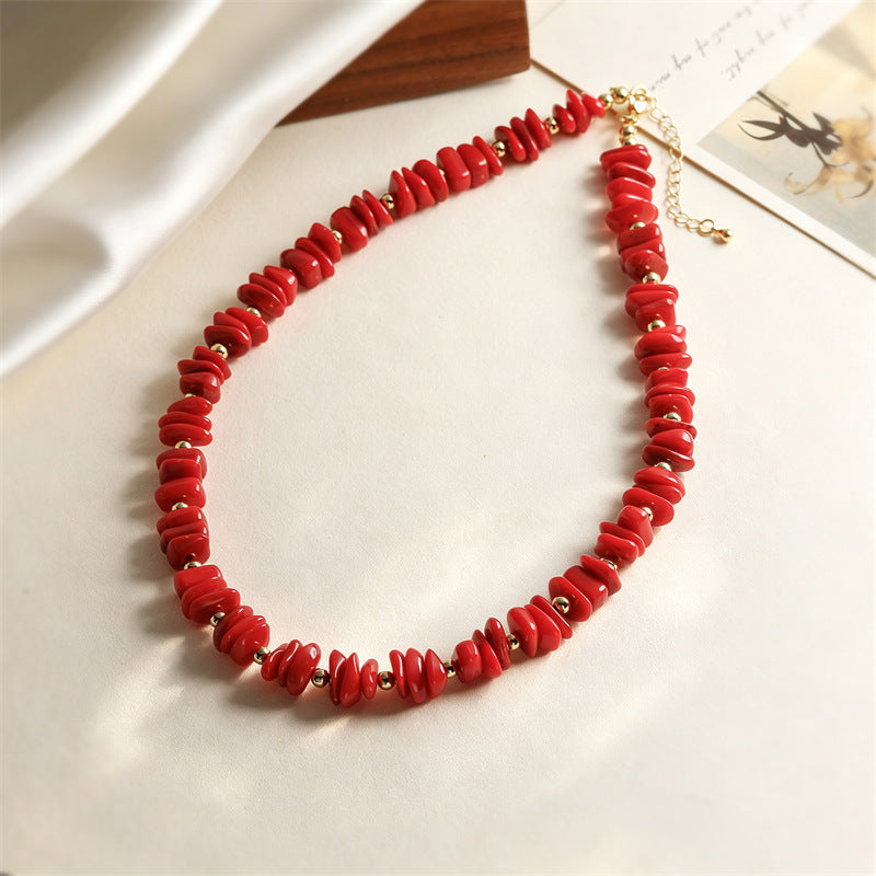 Wholesale Chic Handwoven Acrylic Bead Collarbone Necklace For Women Fashion Accessory Boutique Gift