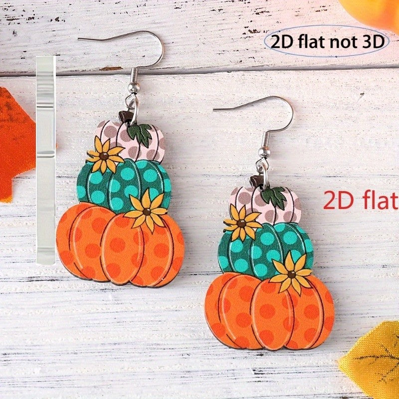 Wholesale Autumn Thanksgiving Pumpkin Polka Dot Plaid Acrylic Earrings