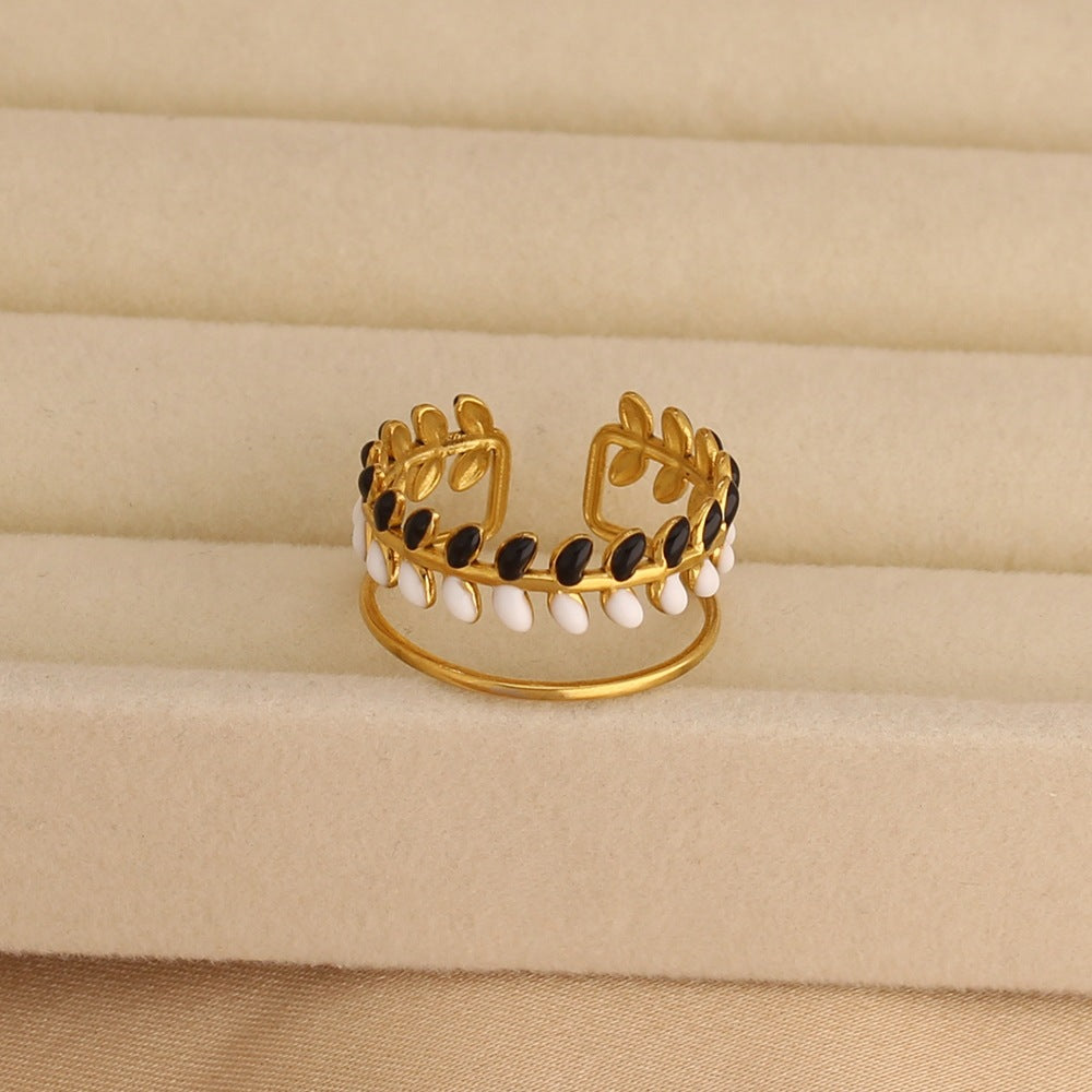 Wholesale Stainless Steel Electroplated Open Adjustable Ring with Starfish Design Women' s Fashion Accessory Gift