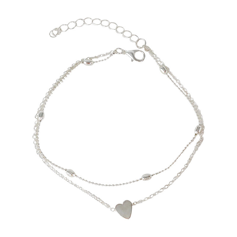 Wholesale  double heart-shaped love anklet