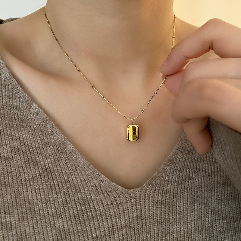 Wholesale Retro Block Letter Necklace Titanium Steel Necklace Sweater Chain Clavicle Chain ACC-NE-Yuxi012