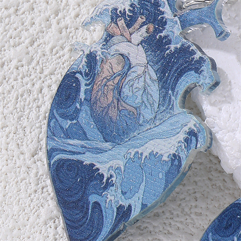 Wholesale  Summer Beach Vacation Blue Ocean Wind Plate Earrings