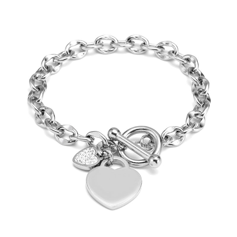 Bracciale all'ingrosso in acciaio al titanio Love Rose Gold