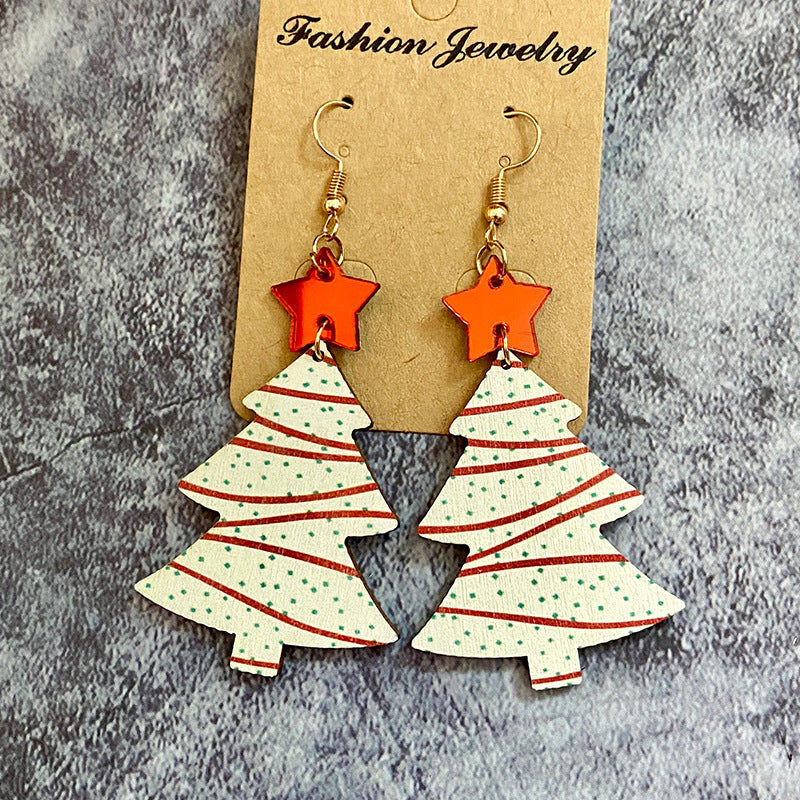 Wholesale Christmas Tree Wood Earrings